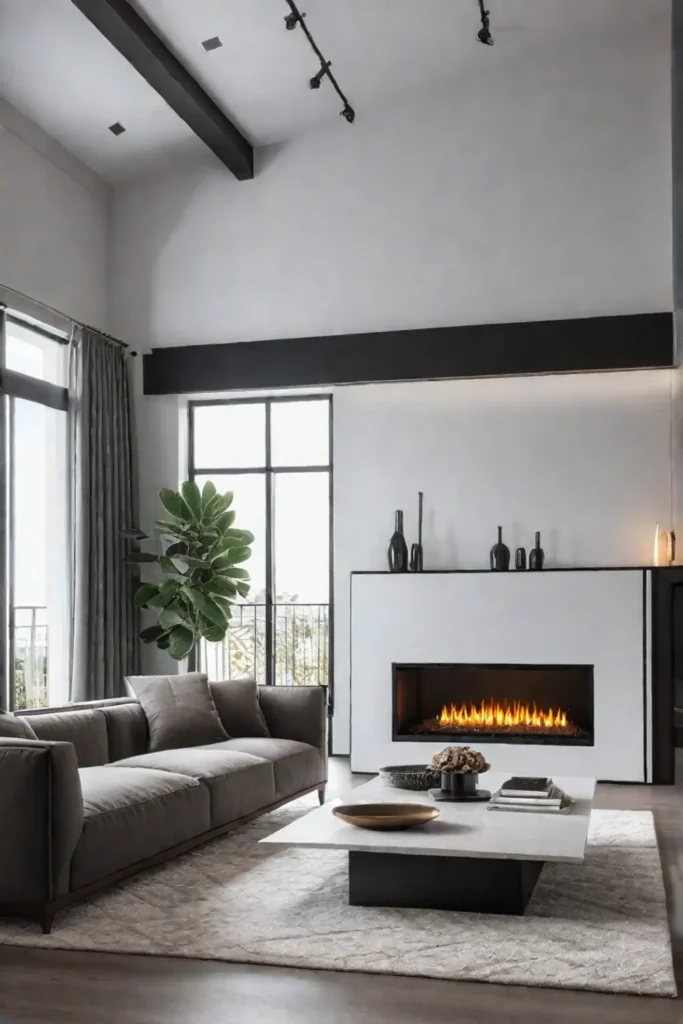 Living room with a fireplace as the focal point
