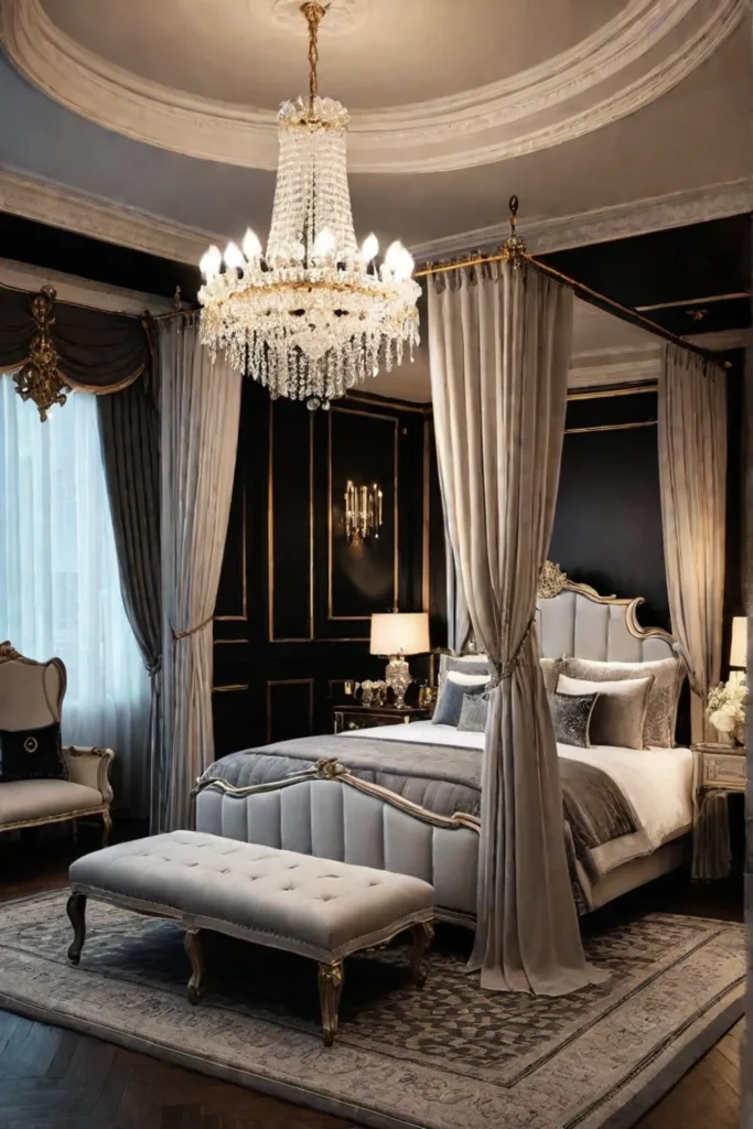 Luxurious apartment bedroom with a fourposter bed