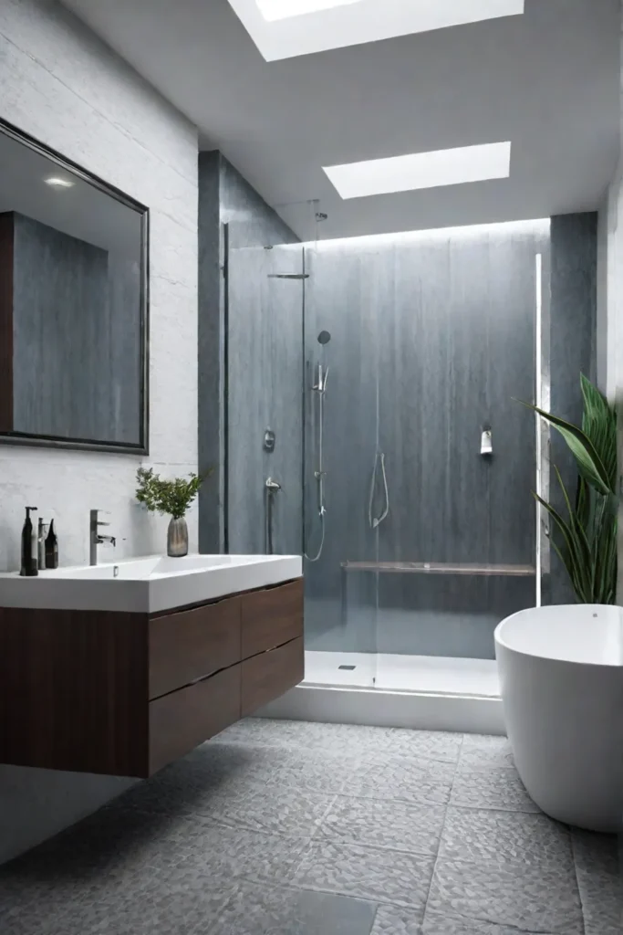 Minimalist bathroom designed for aging in place