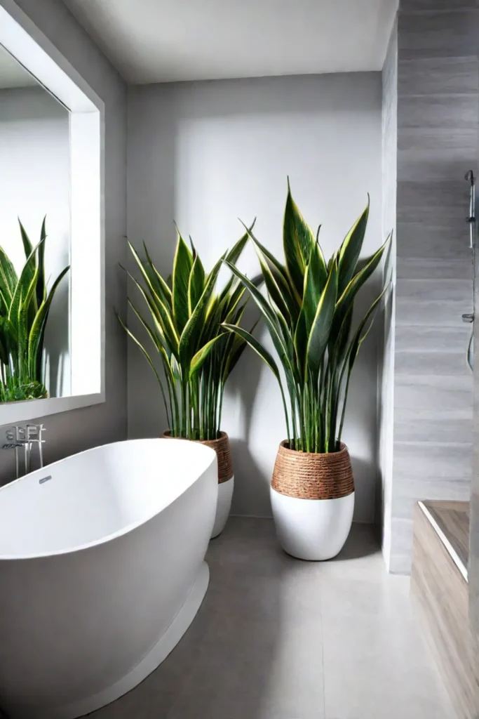 Minimalist bathroom with airpurifying plants