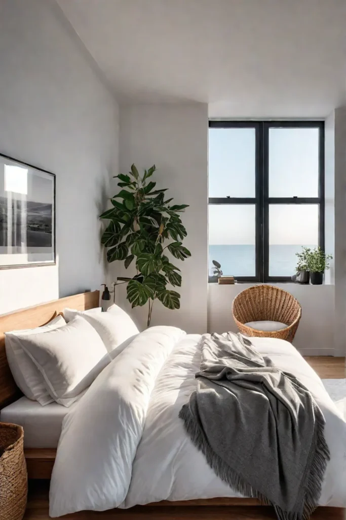 Minimalist bedroom bathed in natural light