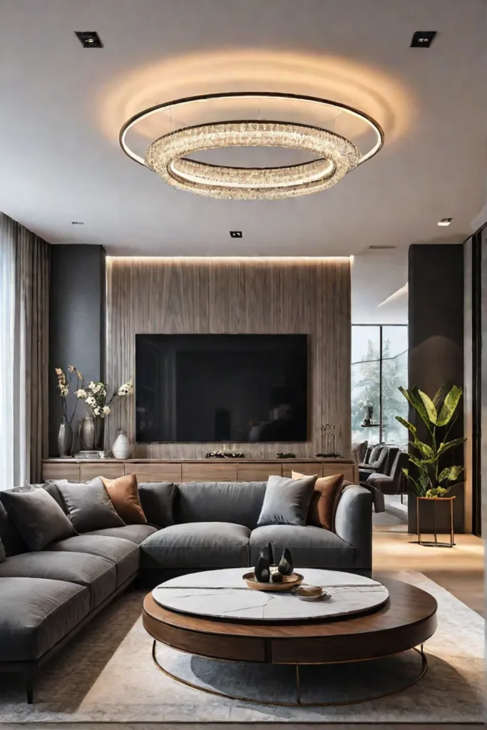 Minimalist living room with sleek modern light fixtures