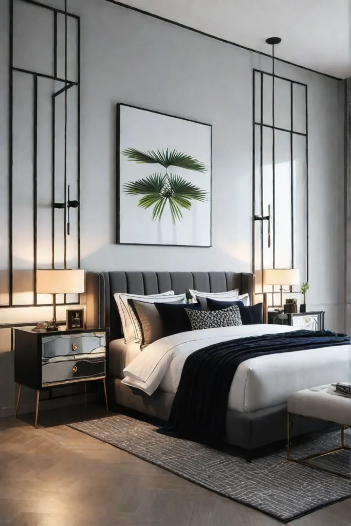 Modern apartment bedroom with sleek furniture