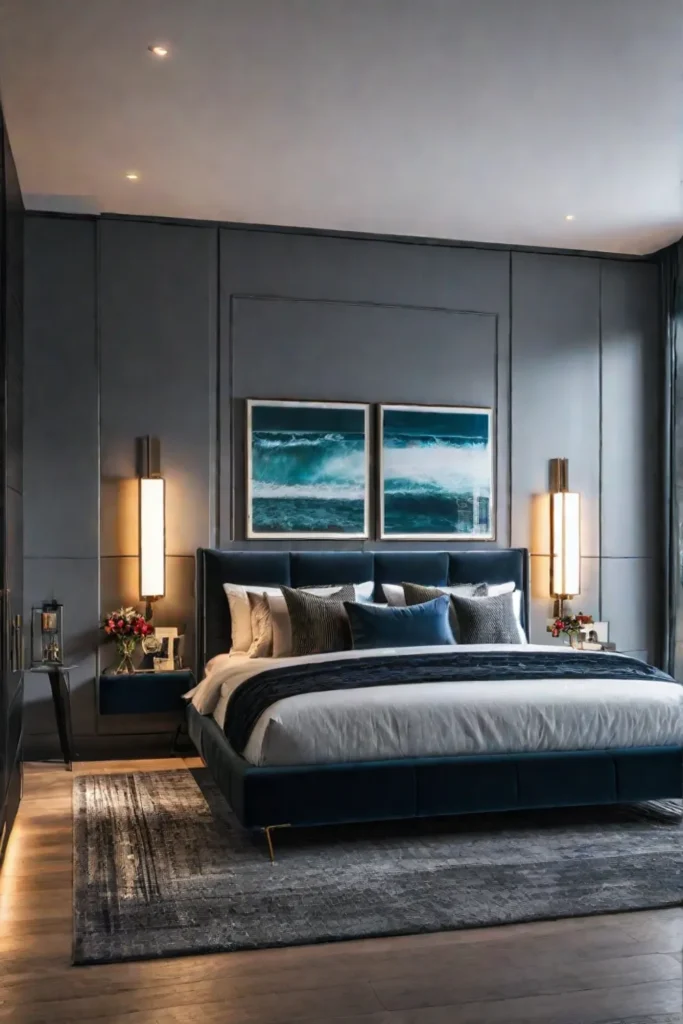 Modern apartment bedroom with sleek lines