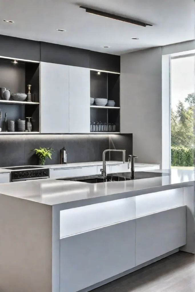Modern openconcept kitchen with waterfall island