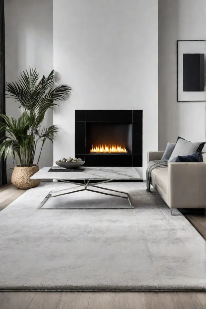 Modern living room with contrasting leather and wool