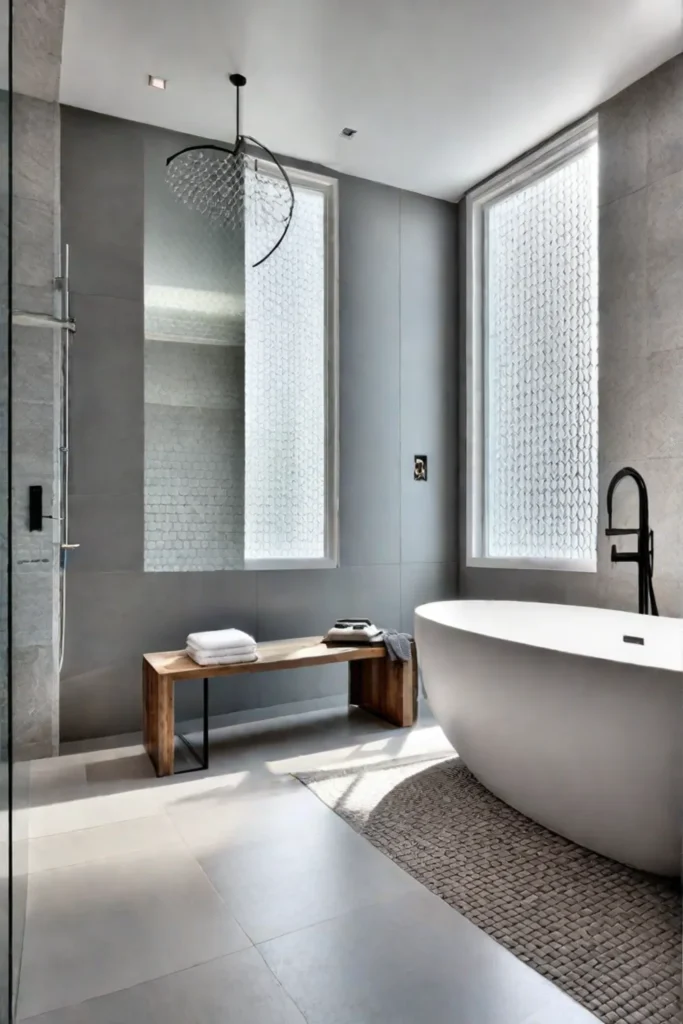 Openconcept wet room with rainfall showerhead and bathtub