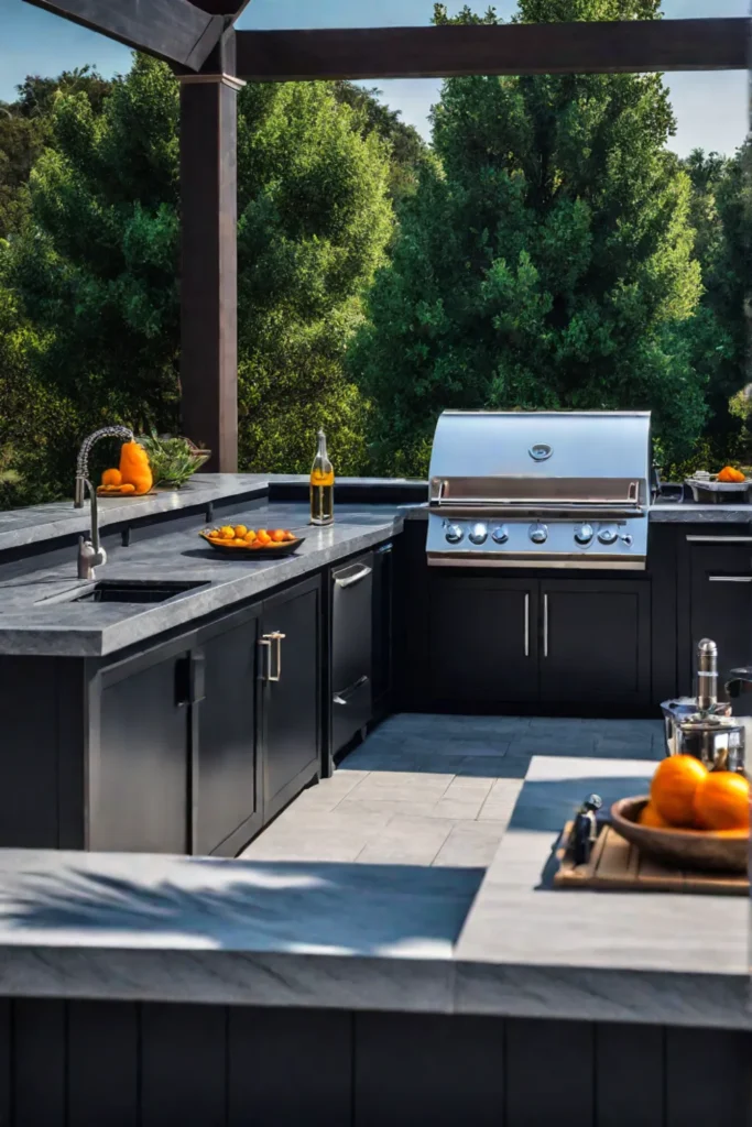 Outdoor kitchen with builtin grill