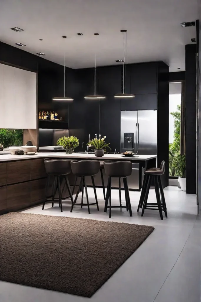 Smart lighting offers customizable options in a modern kitchen