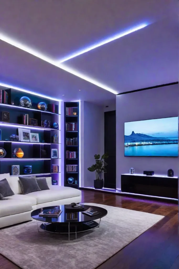 Advanced smart home technology and interactive features in a living space