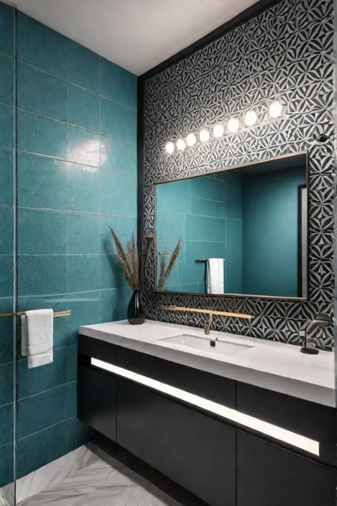 Bathroom with statement tile and minimalist decor