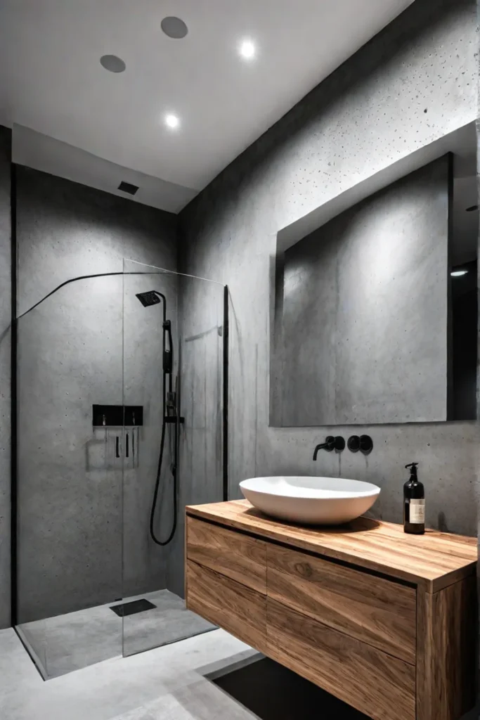 Bathroom with wood vanity