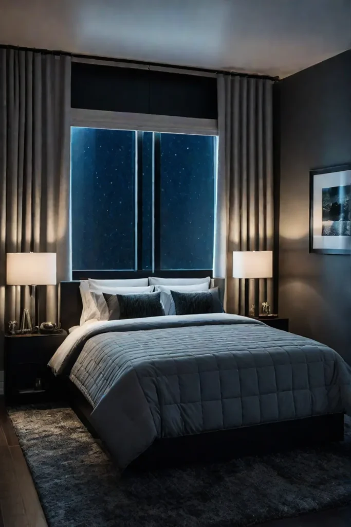 Bedroom with blackout curtains for darkness