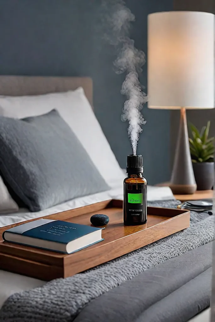 Bedside table with sleepenhancing essentials