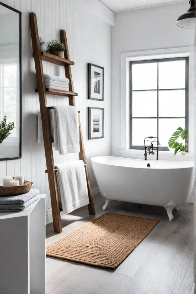 Bright and airy bathroom with a focus on natural textures
