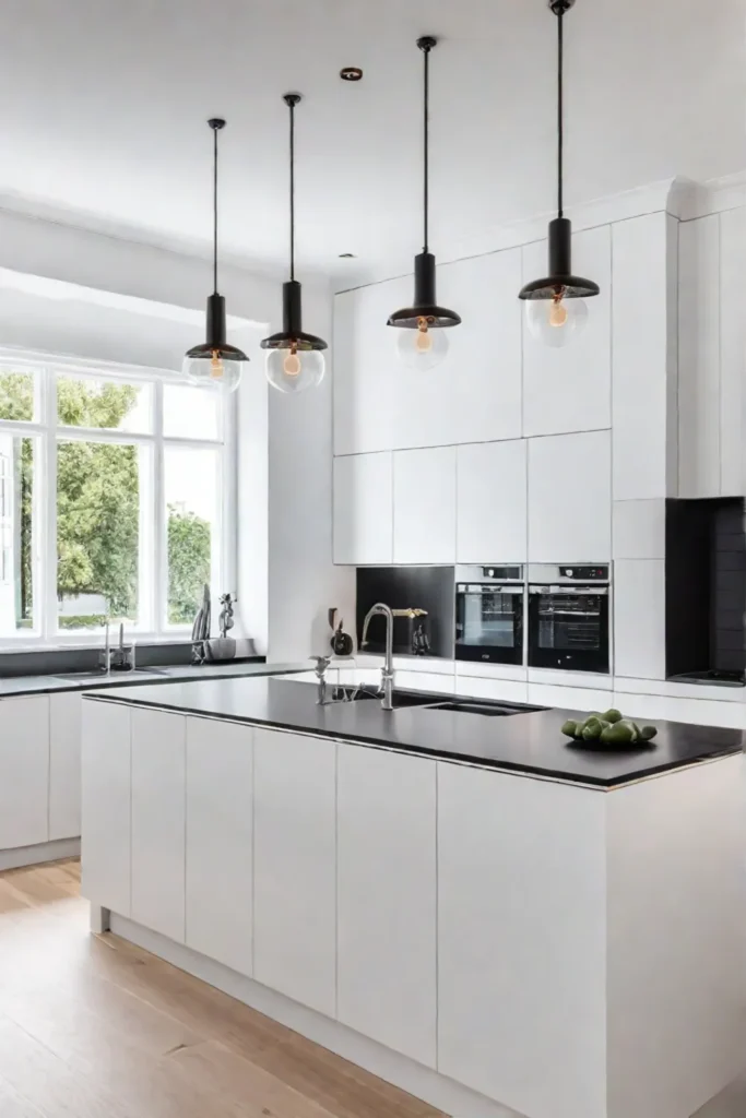 Bright and airy kitchen with minimalist lighting design