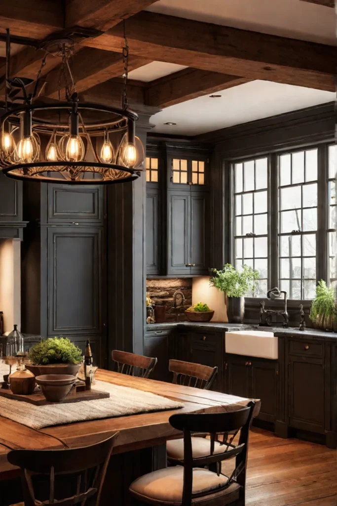 Charming kitchen with layered lighting