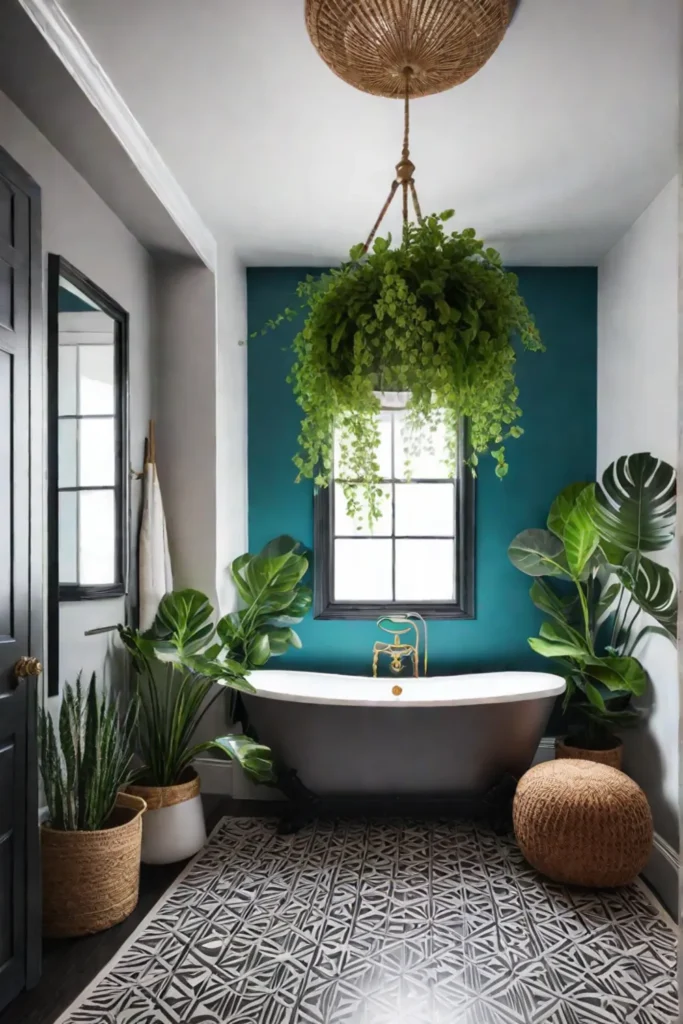 Colorful bathroom remodel with vibrant patterns and textures