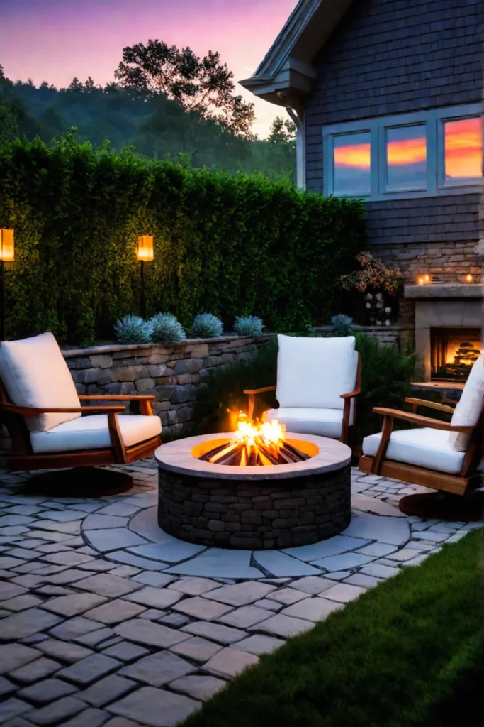 DIY fire pit made from stacked stones
