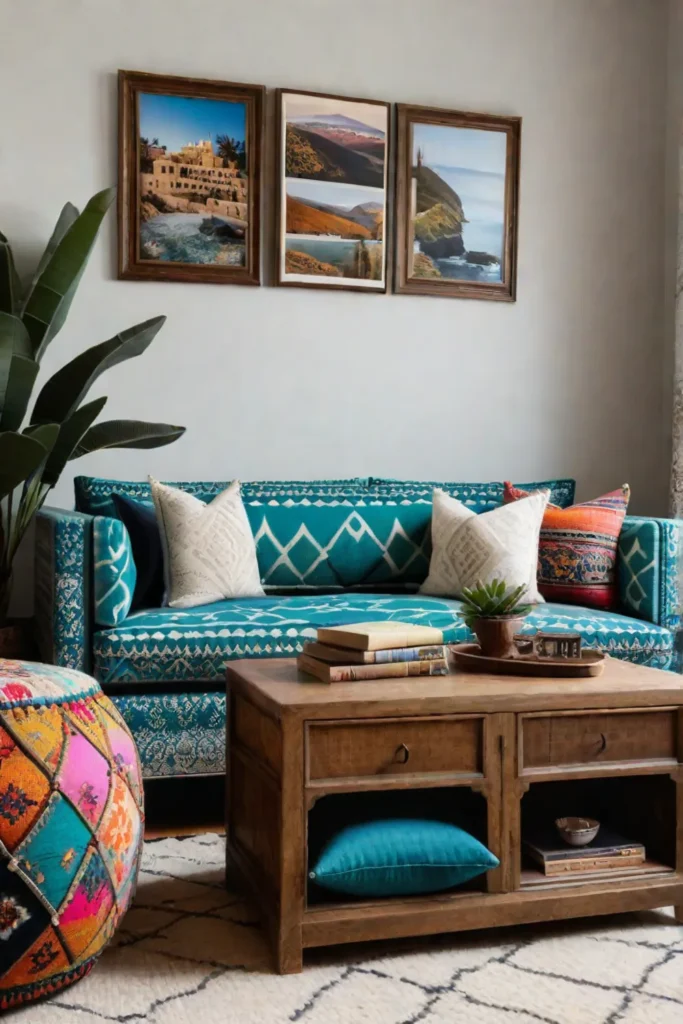 Eclectic living room with bohemian vibe