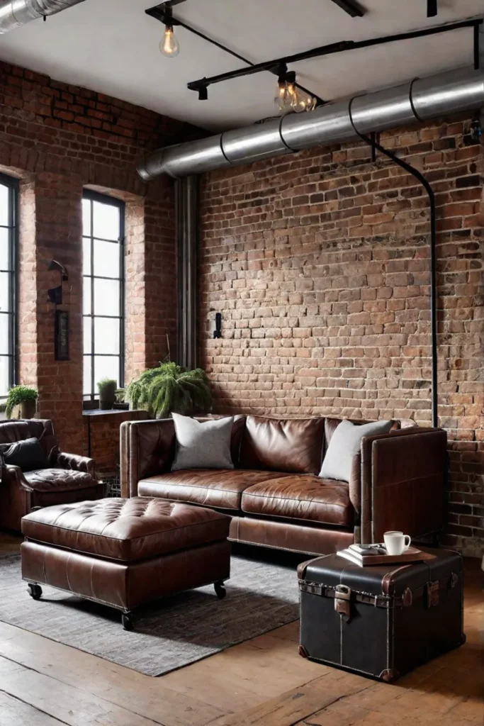 Industrialstyle furniture in a small living room
