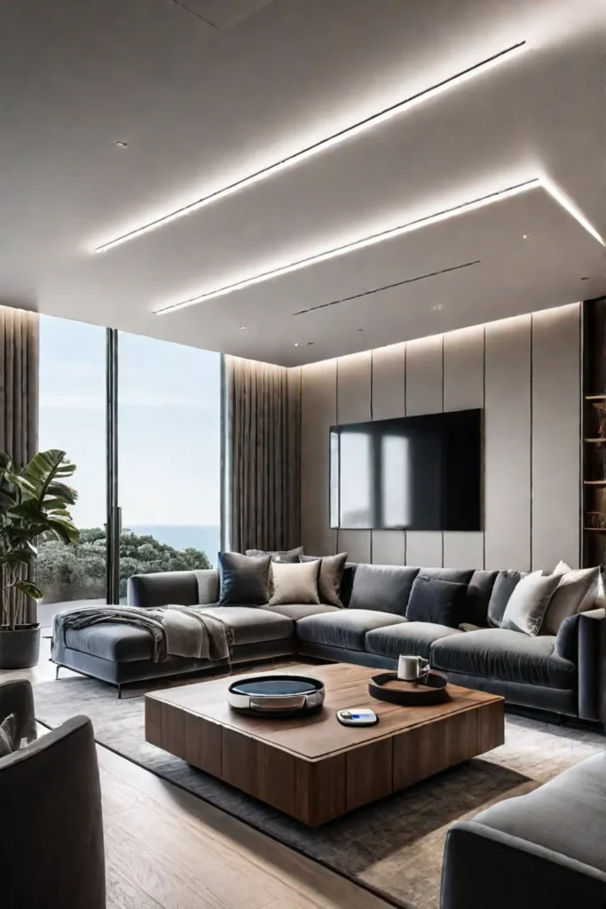 Integrated smart home technology in a contemporary living space