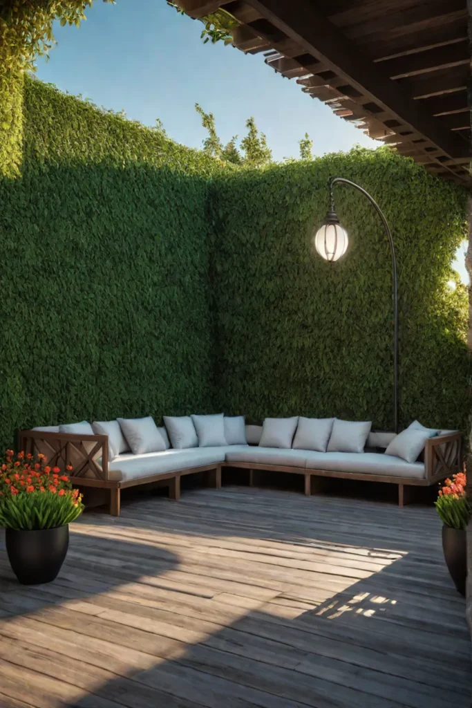 Inviting outdoor space with cozy seating and landscaping