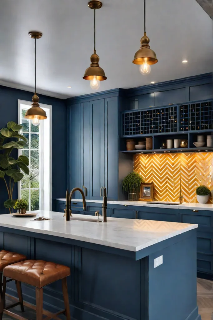 Kitchen with updated light fixtures painted metallic