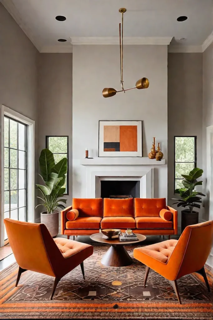Midcentury modern living room with iconic furniture