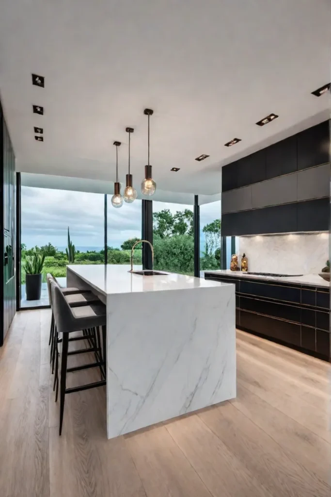 Minimalist kitchen with functional lighting