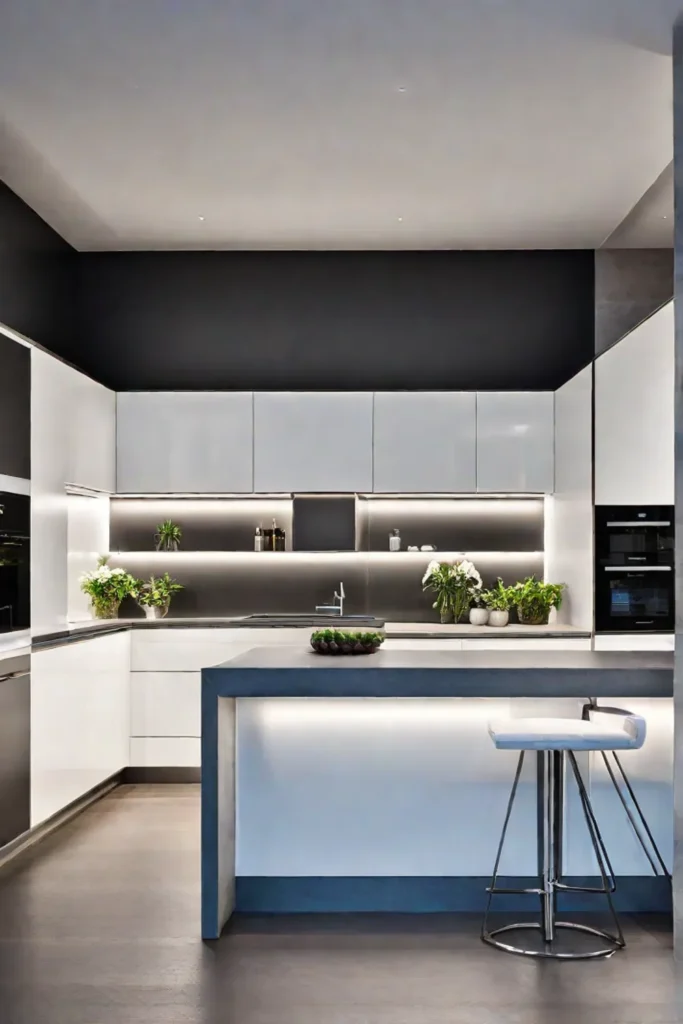 Minimalist kitchen with integrated lighting