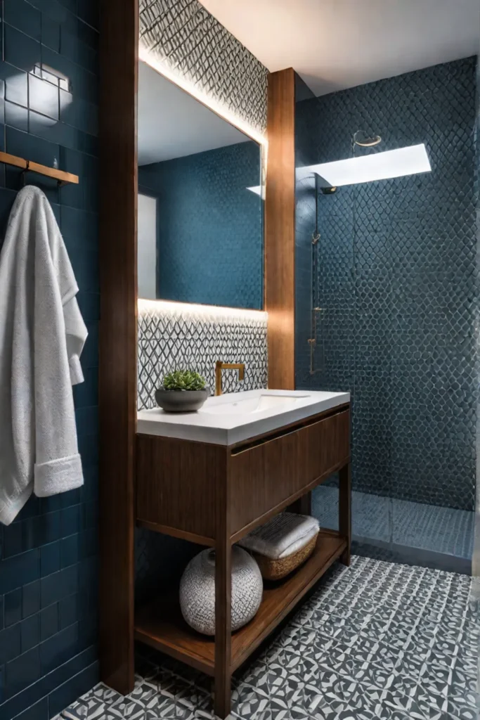 Modern bathroom with geometric design elements