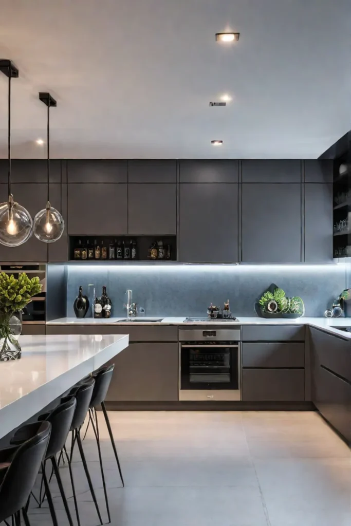 Modern kitchen with sleek lighting design
