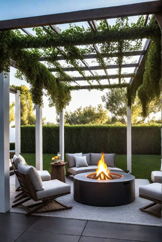 Outdoor living space with fire feature and seating