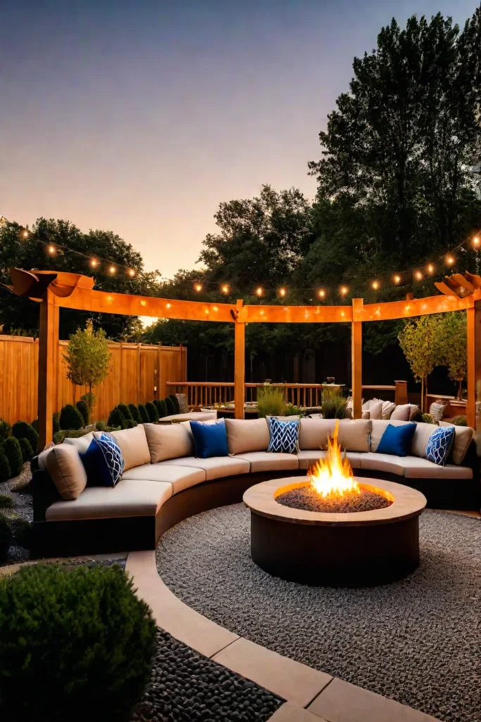 Patio with fire pit and petfriendly landscaping