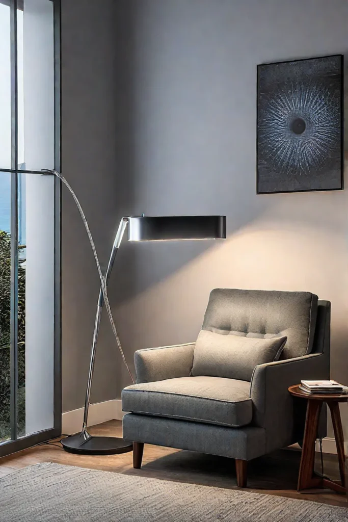 Personalized lighting and charging options in a relaxing corner