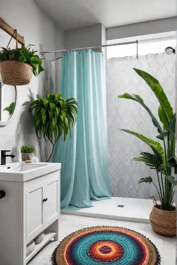 Relaxed bathroom design with plants and natural wood