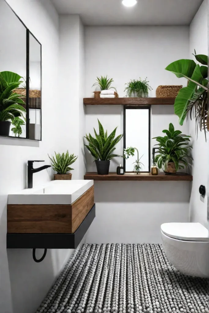 Small bathroom design with spacesaving fixtures