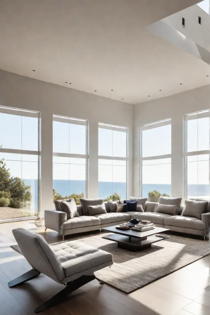 Smart home controls managing reclining chairs in a contemporary space