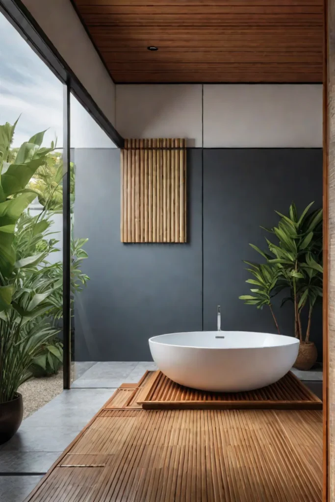 Zenlike bathroom design with minimalist aesthetics and natural materials