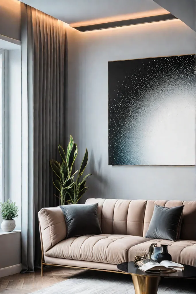 Abstract canvas painting in a modern living room