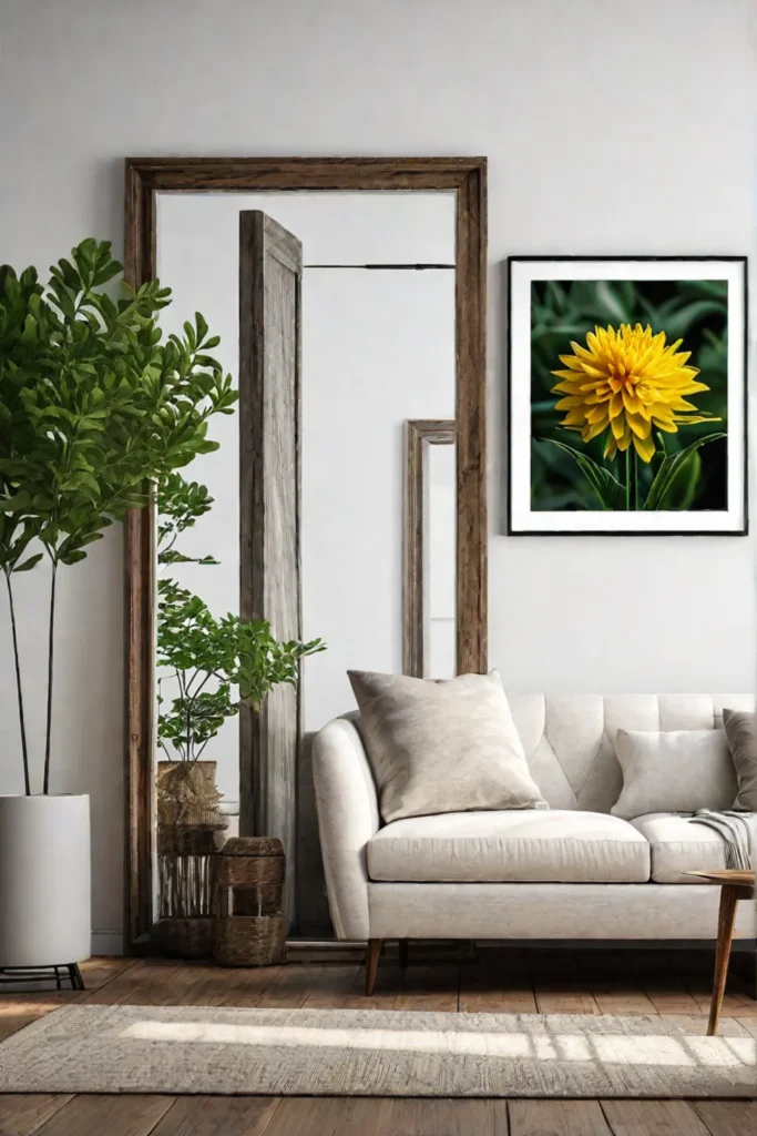 Reclaimed wood frames sustainable gallery wall